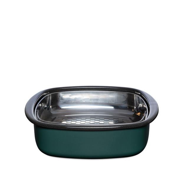 Riess Email Dampfgarer mit Glasdeckel und Gareinsatz 3-tlg. Nouvelle Teal
